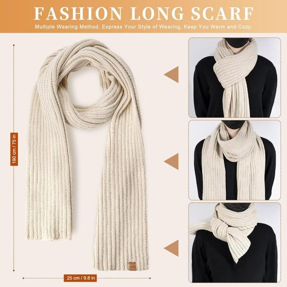 Winter Beanie Hat Scarf Gloves Set for Women Pom Pom Beanie Touchscreen Gloves - Picture 5 of 7